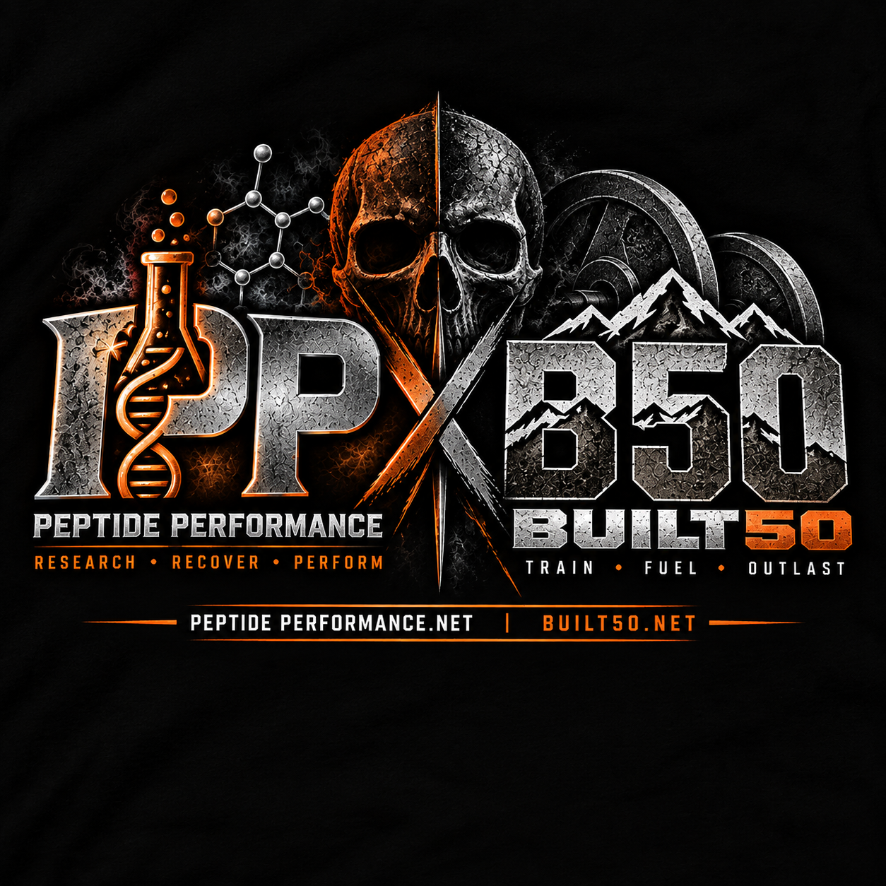 Peptide Performance and BUILT50 partner branding